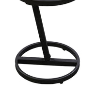 Beri 17 Inch Side End Table, Round White Natural Marble Top, Classic Black Angled Iron Frame-UPT-273466