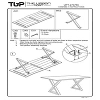 67 Inch Rectangular Dining Table with Crossed Black Metal Legs and Natural Brown Faux Live Edge Acacia Wood Top - UPT-273760