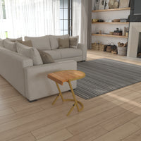 17 Inch Side End C Table, Natural Mango Wood Top with Drop Edge, Iron Gold Angled Frame - UPT-276369