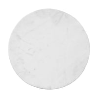 Port Blair Side End Table, Round White Genuine Marble Top with Handcrafted Mango Wood 16.5 Inch