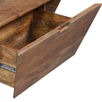 36 Inch Handcrafted Modern Farmhouse Coffee Table, Geometric Angled Square, 1 Drawer, Walnut Mango Wood  - UPT-293095