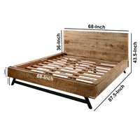 Bree Modern Rustic Queen Size Platform Bed, Brown Acacia & Mango Wood Frame, Black Iron Angled Legs - UPT-293423
