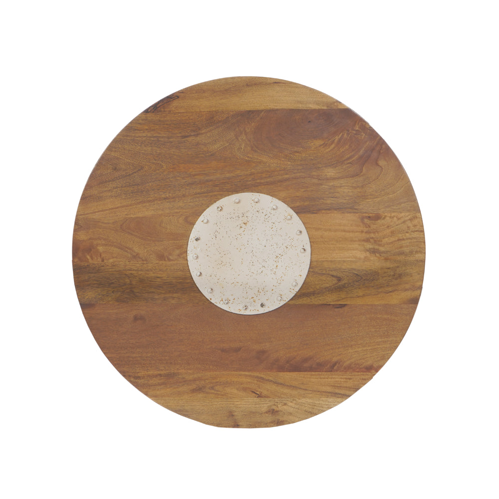 35 Inch Coffee Table, Walnut Finish Mango Wood Top, Handcrafted Rustic Iron Base - UPT-294092