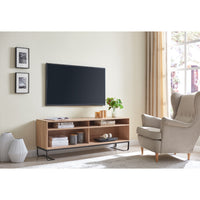 60 Inch Modern TV Media Entertainment Console, 4 Compartments, Metal Frame Base, Light Oak Brown - UPT-294321