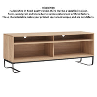 60 Inch Modern TV Media Entertainment Console, 4 Compartments, Metal Frame Base, Light Oak Brown - UPT-294321