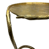 22 Inch Side End Table, Handcrafted Textured Snake Skin Pattern Base, Brass Aluminum - UPT-295598