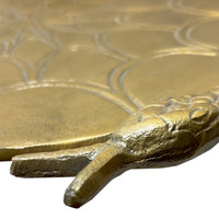 22 Inch Side End Table, Handcrafted Textured Snake Skin Pattern Base, Brass Aluminum - UPT-295598