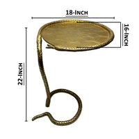 22 Inch Side End Table, Handcrafted Textured Snake Skin Pattern Base, Brass Aluminum - UPT-295598