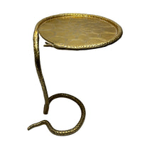 22 Inch Side End Table, Handcrafted Textured Snake Skin Pattern Base, Brass Aluminum - UPT-295598