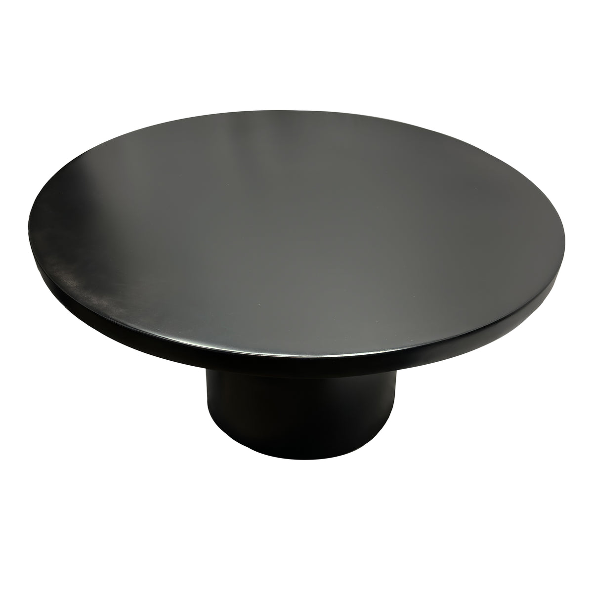 Zoe 30 Inch Round Coffee Table with Pedestal Base, Sleek Modern Silhouette, Matte Black Powder Coated Metal- UPT-295605