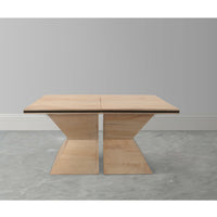 34 Inch Coffee Table, Handcrafted 2 Piece Split Design with Hourglass Base, White Washed Natural Mango Wood -UPT-296155
