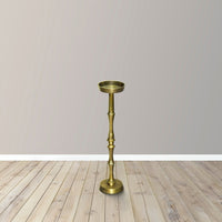6 Inch Drink Side Table, Turned Pedestal Metal Base, Round Top, Oxidized Brass - UPT-297050