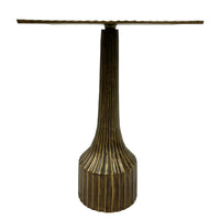 18 Inch Side End Table, Decorative Fluted Base, Square Top, Antique Brass Finish - UPT-298836