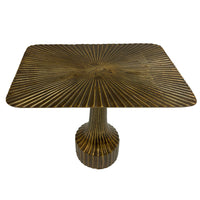 18 Inch Side End Table, Decorative Fluted Base, Square Top, Antique Brass Finish - UPT-298836