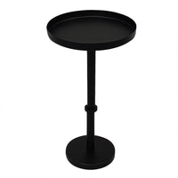 Ara 22 Inch Side End Table, Vintage Sleek Pillar Base, Round Tray Top, Matte Black - UPT-298840