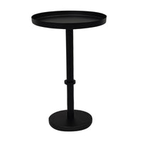 Ara 22 Inch Side End Table, Vintage Sleek Pillar Base, Round Tray Top, Matte Black - UPT-298840