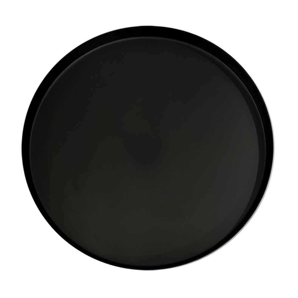 Ara 22 Inch Side End Table, Vintage Sleek Pillar Base, Round Tray Top, Matte Black - UPT-298840