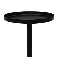 Ara 22 Inch Side End Table, Vintage Sleek Pillar Base, Round Tray Top, Matte Black - UPT-298840
