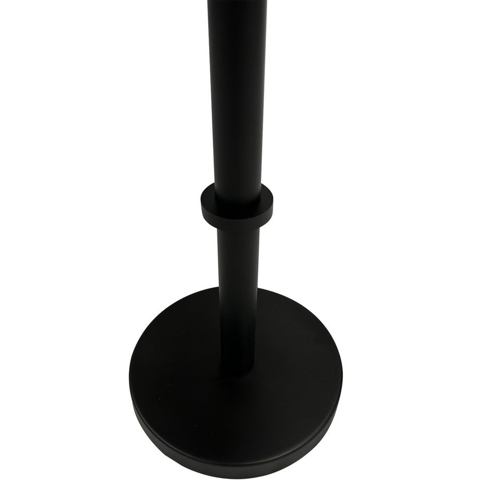 Ara 22 Inch Side End Table, Vintage Sleek Pillar Base, Round Tray Top, Matte Black - UPT-298840