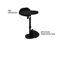 Ara 22 Inch Side End Table, Vintage Sleek Pillar Base, Round Tray Top, Matte Black - UPT-298840