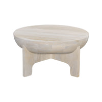 Tomas 32 Inch Coffee Table, Mango Wood Drum Top, Classic Washed White - UPT-299125