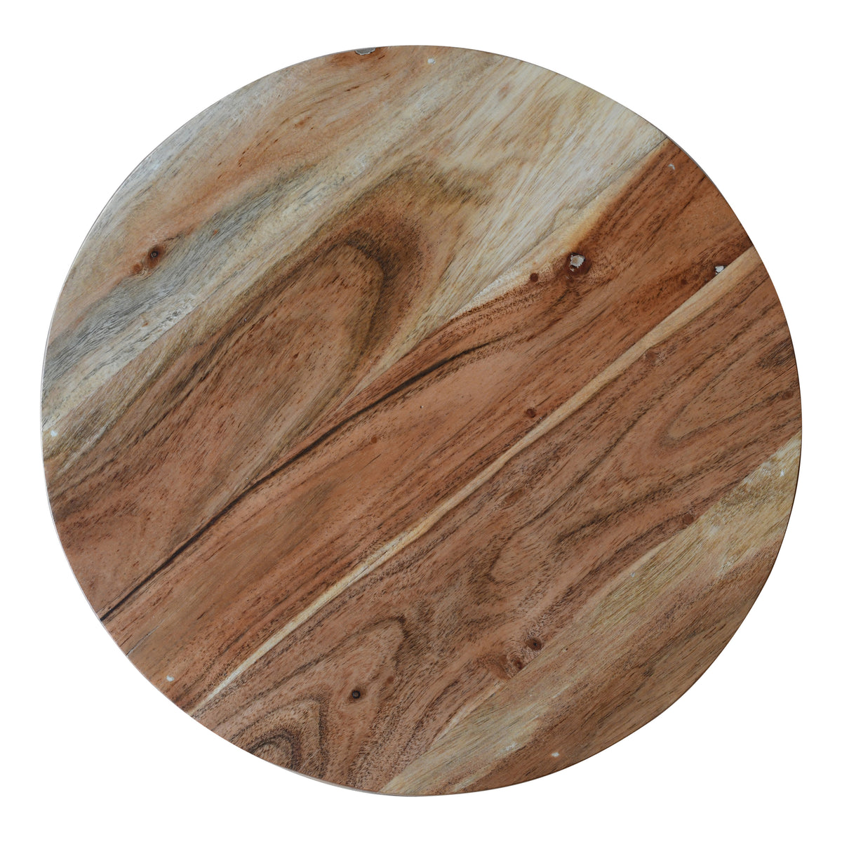 18 Inch Side End Table, Farmhouse Style Natural Brown Acacia Wood, Modern Stacked Drum Design - UPT-301728