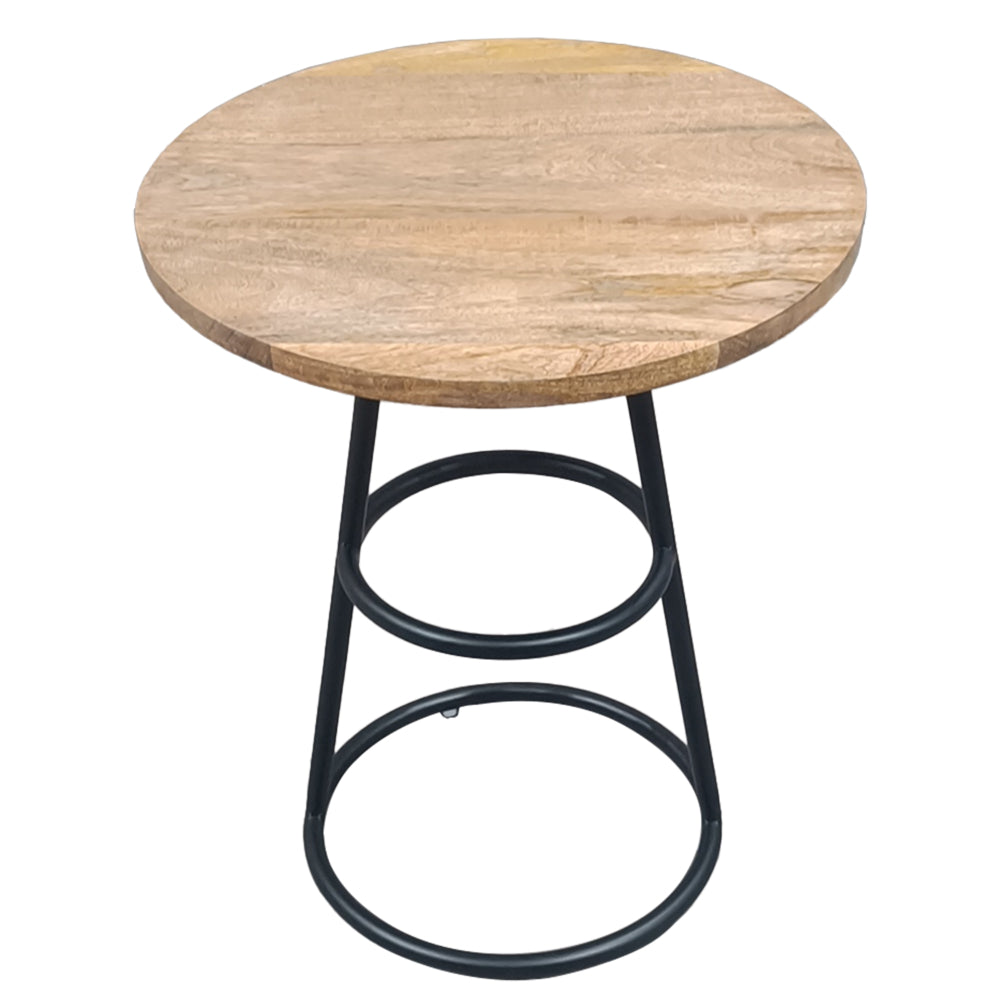 Amelia 20-Inch Side Table - Natural Brown Mango Wood Top, Black Iron Base - UPT-310003