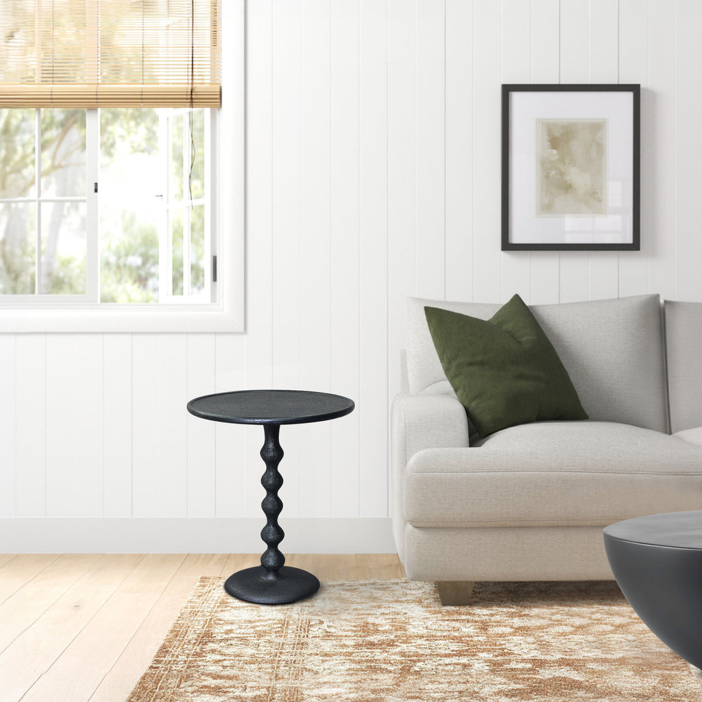 The Urban Port Shae 22 Inch Round Side End Table, Matte Black Aluminum ...