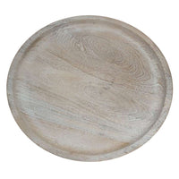 Joana Side End Table, Sandblasted Distressed White Mango Wood, 17 Inch Round Top - UPT-310274