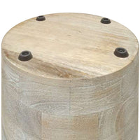 Joana Side End Table, Sandblasted Distressed White Mango Wood, 17 Inch Round Top - UPT-310274