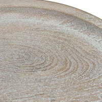 Joana Side End Table, Sandblasted Distressed White Mango Wood, 17 Inch Round Top - UPT-310274
