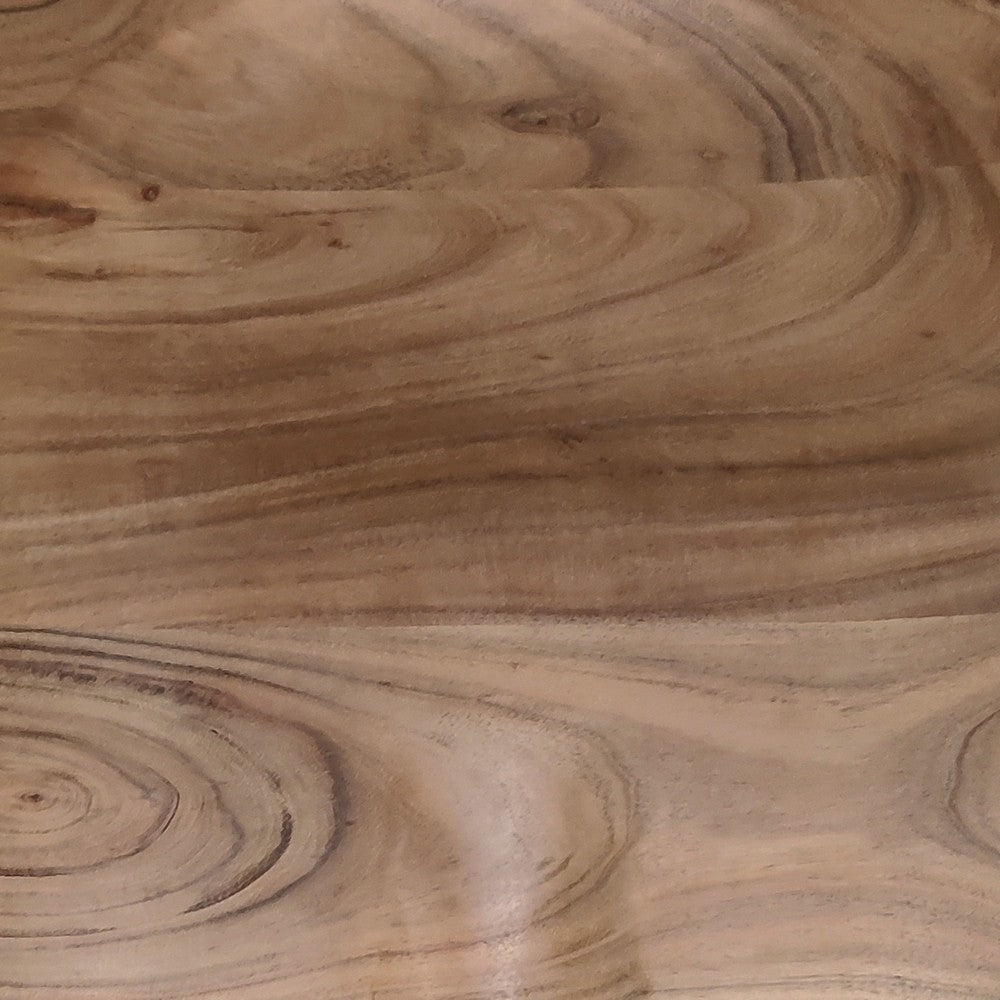 Tisa 24 Inch Backless Counter Height Stool, Handcrafted Saddle Seat in Natural Brown Acacia Wood - UPT-314298