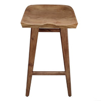 Tisa 29 Inch Backless Barstool, Handcrafted Saddle Seat in Natural Brown Acacia Wood - UPT-314299