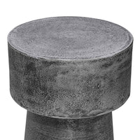 Vintage 23.6 Inch Accent Side Table, Round Top, Antique Silver Cast Aluminum Drum Base - UPT-315641