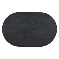 Uri 38 Inch Oval Coffee Table, Mango Wood Full and Half Spherical Leg, Sandblasted Black UPT-317171
