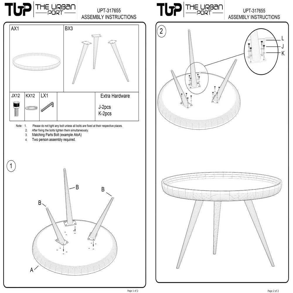 Urban Chic Coffee Table 30 Inch Round Tray Top, Handcrafted Washed White Mango Wood - UPT-317655