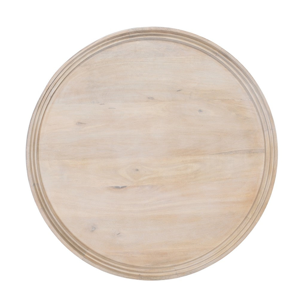 Urban Chic Coffee Table 30 Inch Round Tray Top, Handcrafted Washed White Mango Wood - UPT-317655