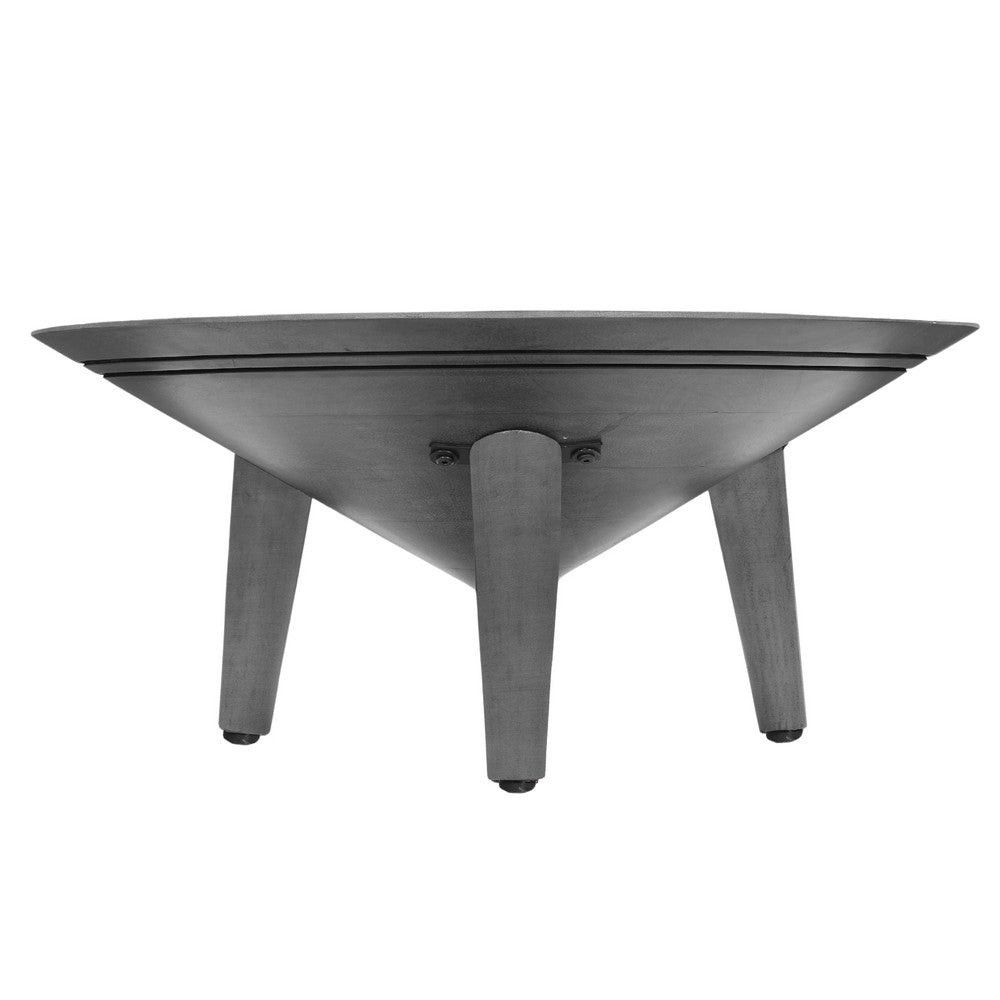 Venus 28 Inch Coffee Table with 3 Tapered Splayed Legs, Gray Mango Wood - UPT-317656