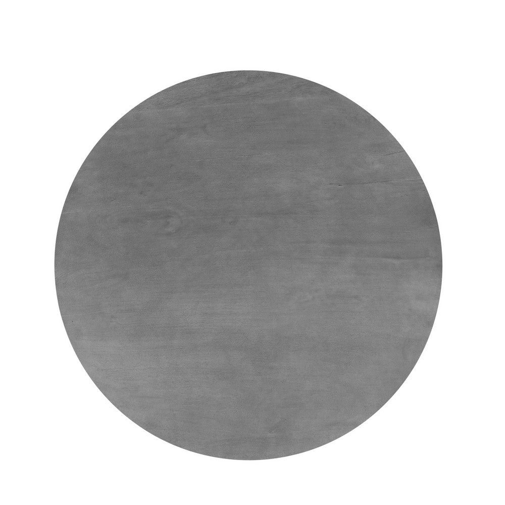 Venus 28 Inch Coffee Table with 3 Tapered Splayed Legs, Gray Mango Wood - UPT-317656