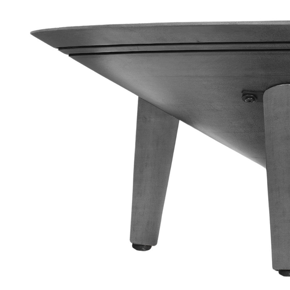 Venus 28 Inch Coffee Table with 3 Tapered Splayed Legs, Gray Mango Wood - UPT-317656