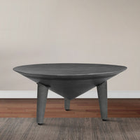Venus 28 Inch Coffee Table with 3 Tapered Splayed Legs, Gray Mango Wood - UPT-317656