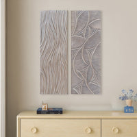 2pc Ocean Wave Wood Wall Art Panels | 16x48 Inch Abstract and Wave Pattern Decor| Gray - UPT-330435