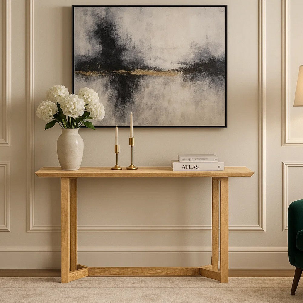 Nina Console Table | 48" Rectangular Top | Open Frame with Trestle Base | Natural Brown Mango Wood - UPT-332347
