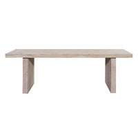 Nira Coffee Table | 48 Inch Rectangular Top | Handcrafted Washed White Acacia Wood | Panel Leg Base - UPT-332353