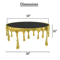 Capri Coffee Table | 36 Inch Round Glass Top | Melting Drip Design | Antique Gold - UPT-332449