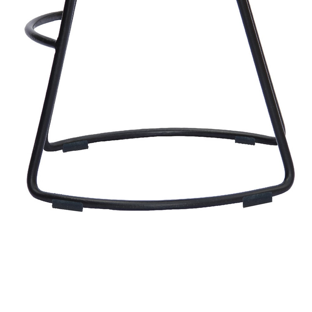 Wooden Saddle Seat Barstool with Metal Legs, Large, Brown and Black - UPT-37900