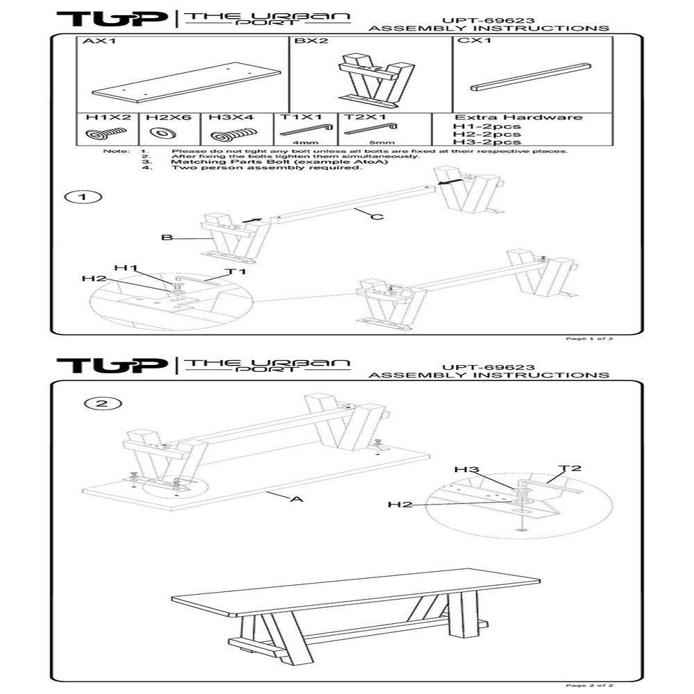 Wooden Garden Patio Bench With Retro Etching, Cappuccino Brown - UPT-69623