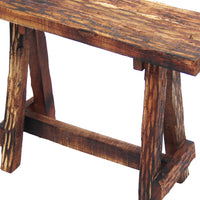 Wooden Garden Patio Bench With Retro Etching, Cappuccino Brown - UPT-69623