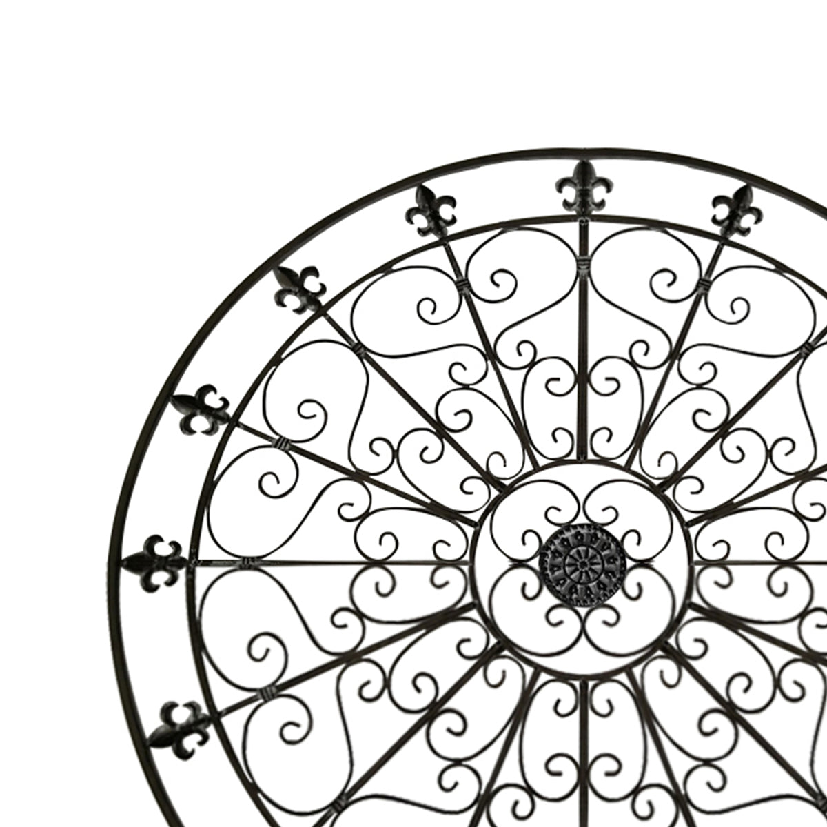 Benzara Handmade Metal Medallion Hanging Round Wall Decor with Swirls, Brown - BM06171