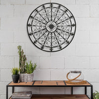 Benzara Handmade Metal Medallion Hanging Round Wall Decor with Swirls, Brown - BM06171